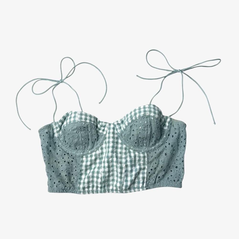 Urban Outfitters white gingham cropped top